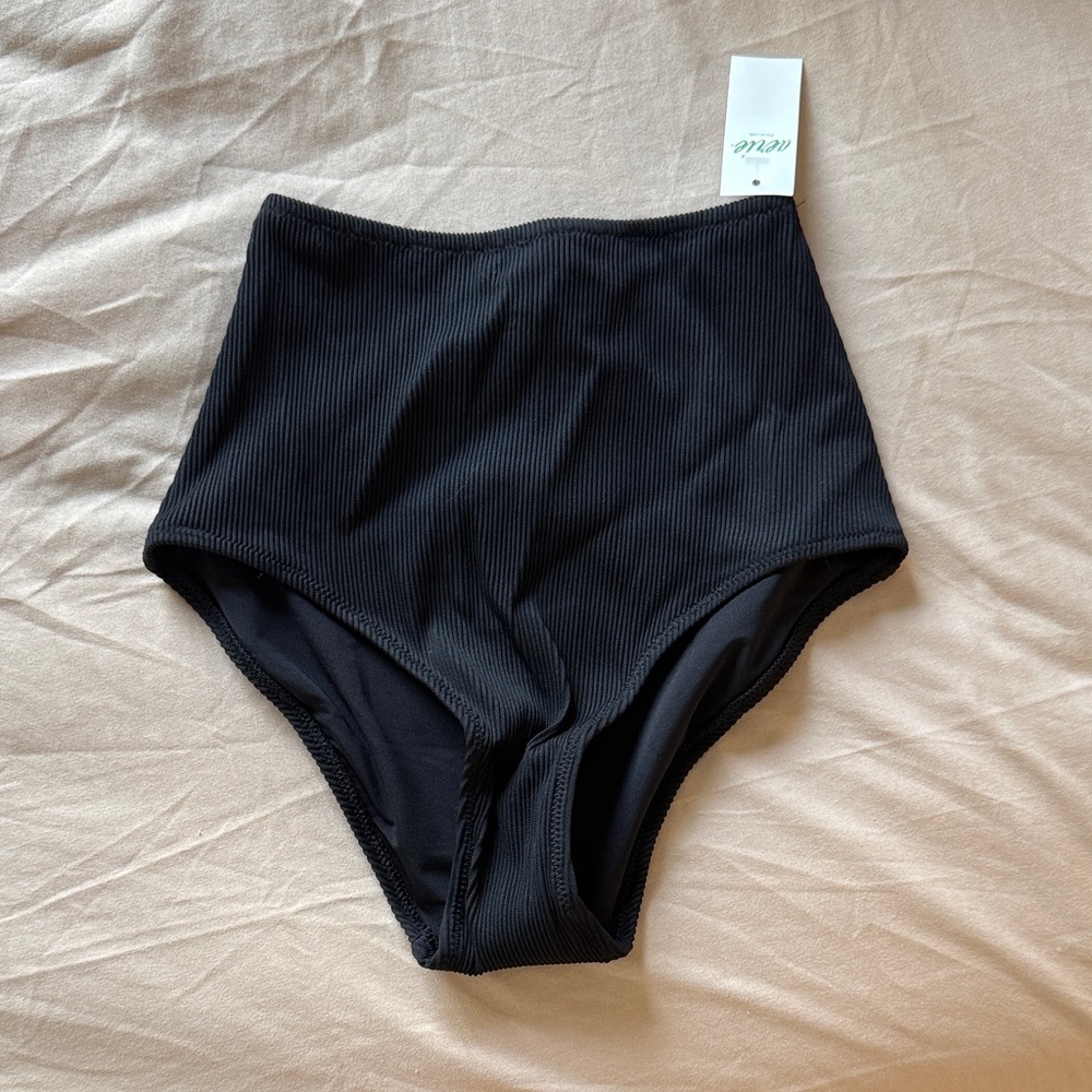 aerie Black Ribbed High-Waist Bikini Set - Picture 2 of 5